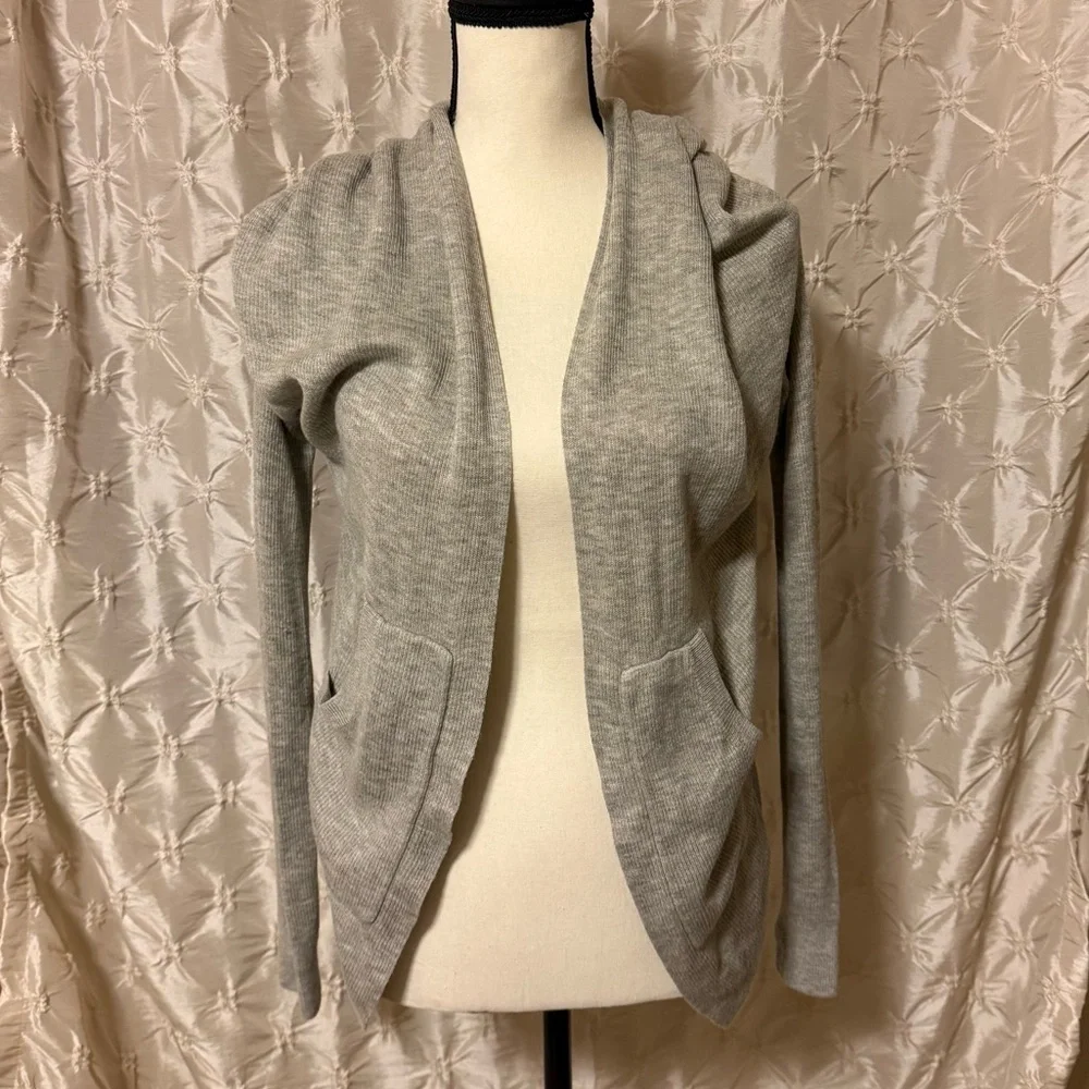 Lululemon Gray Cabin Yogi Wrap Heathered Medium Grey Hooded Cardigan Sweater